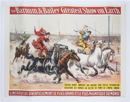 1896 Ringling Brothers and Barnum & Bailey "Roman Races" One-Sheet Linen Backed Movie Poster (42.5" x 33.5") 